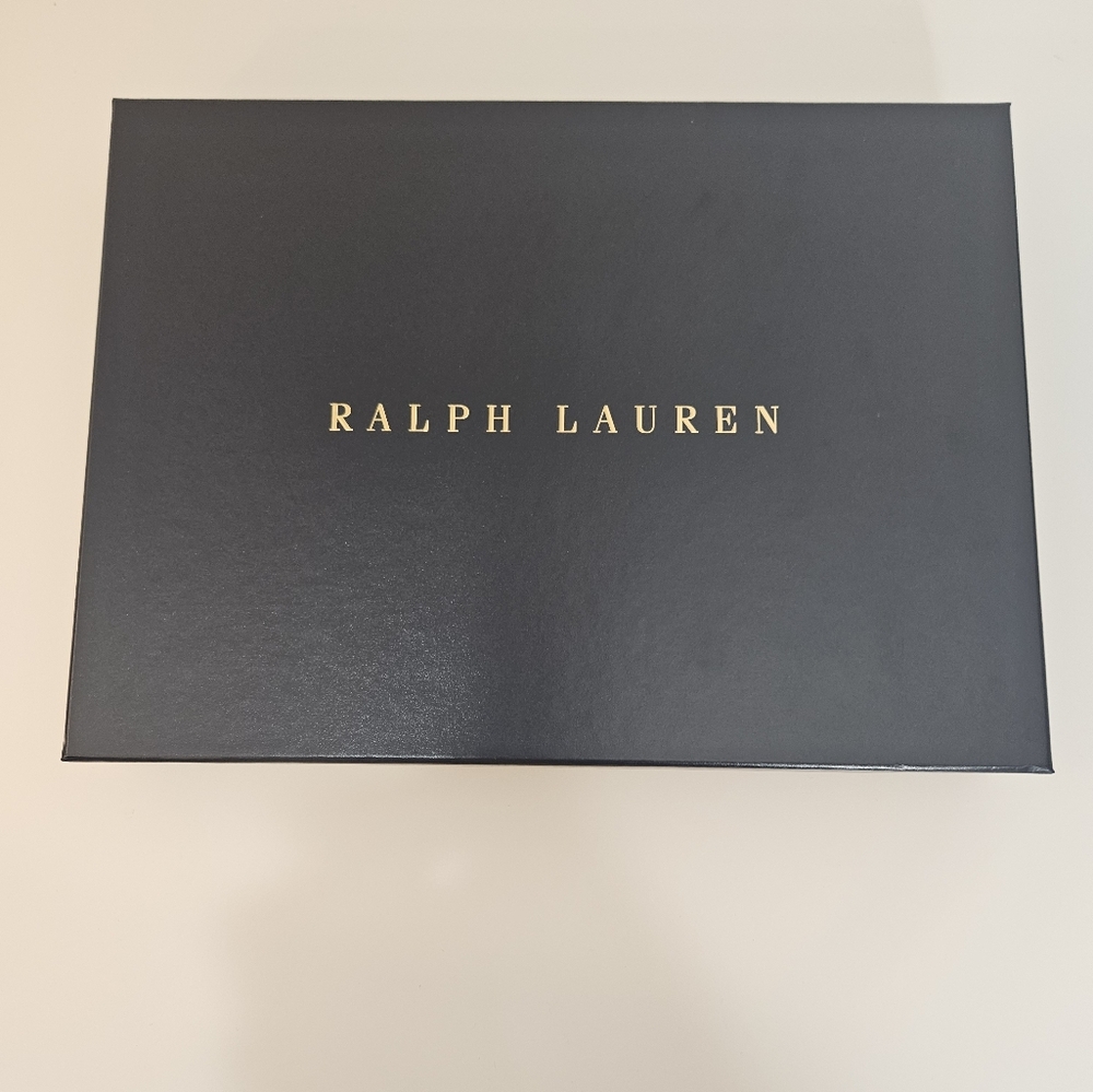 Ralph Lauren empty shirt box navy blue and gold logo